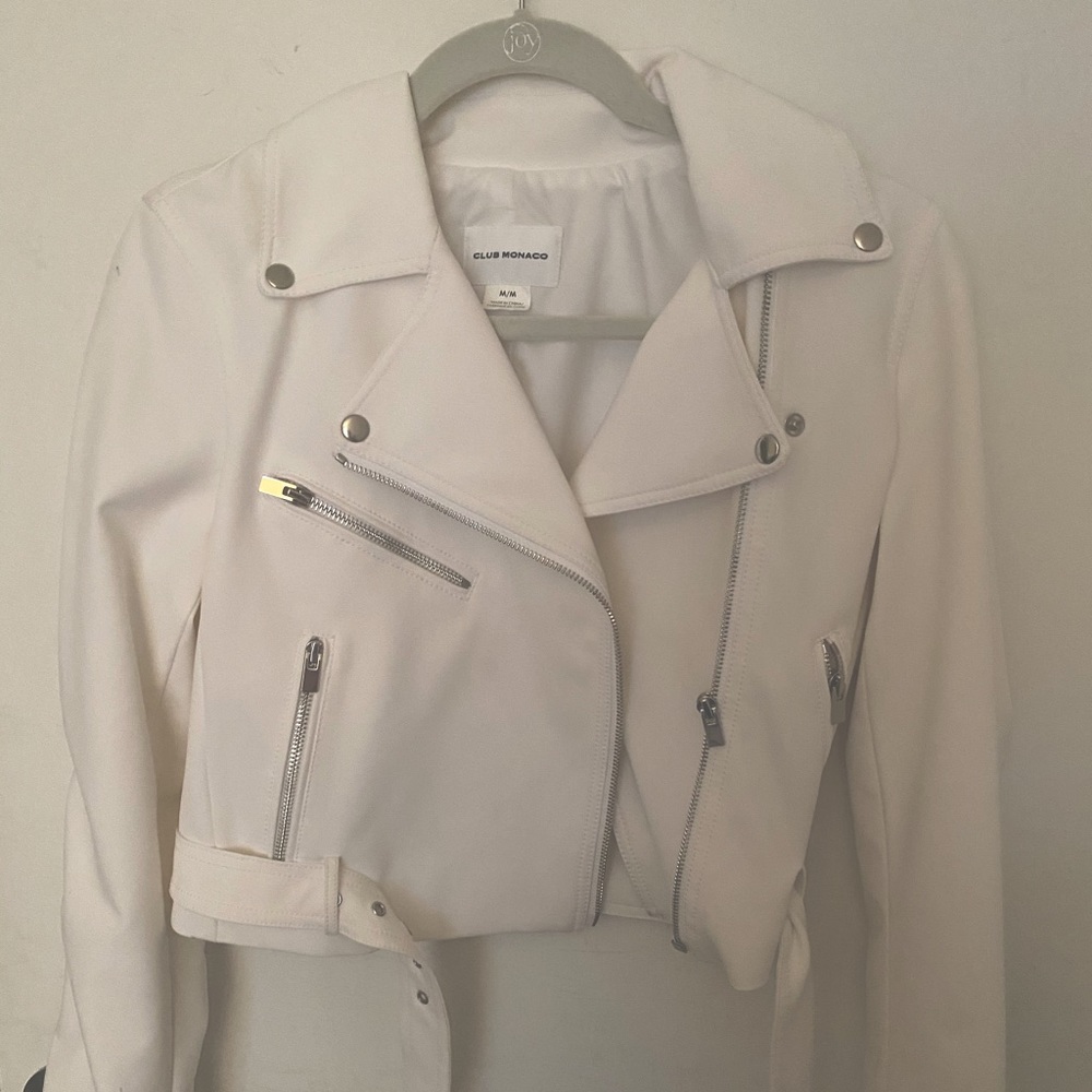 Club Monaco White Moto Jacket